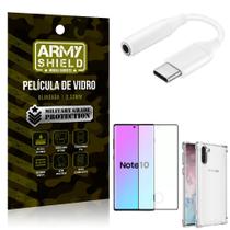 Adaptador Fone Tipo C para P2 Samsung Note 10 + Capinha + Película 3D - Armyshield