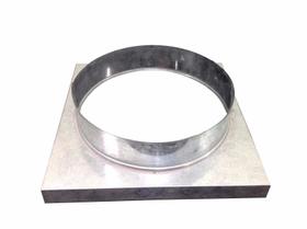 Adaptador galvanizado de quadrado 30,5 x 30,5 cm para redondo 150 mm de diâmetro