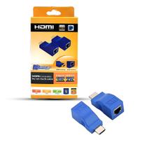 Adaptador HDMI Extensor de Sinal até 30m via Cabo RJ45 Cat5e 6 Full HD 1080p 4K Ultra HD