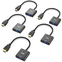 Adaptador HDMI para VGA BENFEI banhado a ouro, pacote com 5 unidades para computador, preto