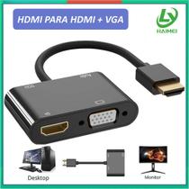 Adaptador HDMI para VGA E HDMI + Audio Simultânea HDMI VGA Para PC, Notebook Projetor