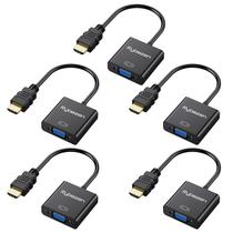 Adaptador HDMI para VGA, pacote com 5 unidades, banhado a ouro, macho para fêmea