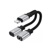 Adaptador Hrebos LightNing Para Type-C + Fone P2 - HS 228