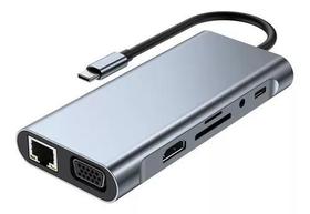 Adaptador Hub 10 em 1 Tipo C Hdmi Vga Mac Usb 2 E 3.0