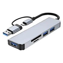 Adaptador Hub 5 em 2 USB-C e USB-A Cartão SD Multifuncional Adaptador Hub 5 em 2 USB-C e USB-A Cartão SD Multifuncional