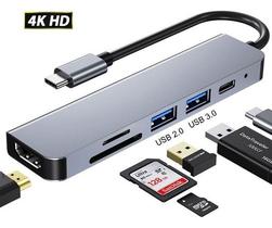 Adaptador Hub 6x1 Usb 3.0 Com Pd Tipo C Hdmi 4k Hd Macbook Adaptador Hub 6x1 Usb 3.0 Com Pd Tipo C Hdmi 4k Hd Macbook