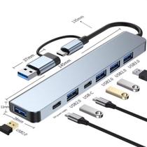 Adaptador Hub C Multiportas 8 Em 1 Extensor Com Leitor de Cartão SD TF Usb 3.0