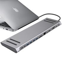 Adaptador Hub Macbook Tipo-C 13em1 HDMI 4K Ethernet RJ45 USB-C VGA e Áudio 3.5 para Fone