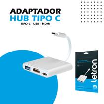 Adaptador Hub Prata Tipo C - Tipo C - USB - HDMI Letron Adaptador Hub Prata Tipo C - Tipo C - USB - HDMI Letron