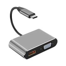 Adaptador Hub Tipo C 4-em-1 HDTV VGA USB 3.0 Digital AV Multiport Com Porta De Carregamento PD