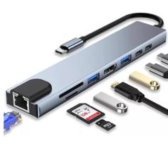 Adaptador Hub Tipo-c 8 In1 Com Saída Hdmi Usb Para Notebook