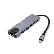 Adaptador Hub Tipo-C para HDMI / PD / RJ45 / 1 USB 2.0 / 1 USB 3.0 6 em 1 LAN 10/100