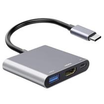 Adaptador HUB tipo USB-C para HDMI e USB Multiportas 3 em 1 Adaptador HUB tipo USB-C para HDMI e USB Multiportas 3 em 1