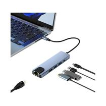 Adaptador Hub USB Tipo C 8 Em 1 Com Saída 4K HD, Leitor De Cartão SD/TF E RJ45, Carregamento Rápido Adaptador Hub USB Tipo C 8 Em 1 Com Saída 4K HD, Leitor De Cartão SD/TF E RJ45, Carregamento Rápido