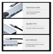 Adaptador Hub USB Tipo C HDMI SD TF 8 em 1 Adaptador Hub USB Tipo C HDMI SD TF 8 em 1
