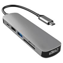 Adaptador Hub USB Tipo-C Thunderbolt Hdmi 4k Usb 3.0 Cinza Adaptador Hub USB Tipo-C Thunderbolt Hdmi 4k Usb 3.0 Cinza