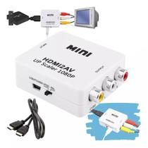 Adaptador Imagem E Áudio Hdmi Para Tv De Tubo Rca + Cabo Av