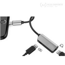 Adaptador iPhone 2x1 Lightning Carregador Audio portatil Adaptador iPhone 2x1 Lightning Carregador Audio portatil