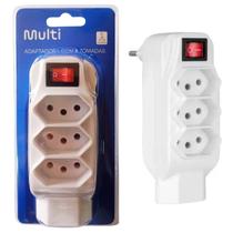Adaptador L Universal 4 Tomadas 2P+T 10A Com Chave Liga/Desliga WI246 Multi