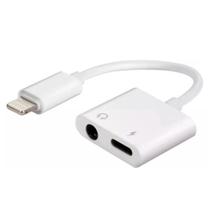 Adaptador Lightning F2 em 1 P2 + Lightning Carrega Com Fone 3.5mm