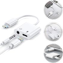 Adaptador Lightning P2 Carregador Fone De Ouvido Compativel iPhone X 11 12 13 14 Funciona Microfone