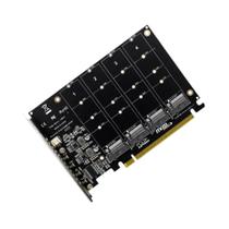 Adaptador M.2 NVMe para PCIe x16 - 4 Portas, Suporte 2230/2242/2260/2280 com LED Indicador