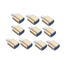 Adaptador MINCHEN tipo C macho para USB 3.0 feminino, pacote com 10 unidades douradas