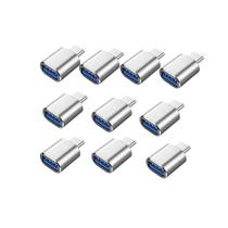 Adaptador MINCHEN tipo C macho para USB 3.0 feminino, pacote com 10 unidades, prateado
