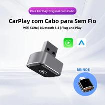 Adaptador Mini Box Carplay Para Android E iPhone 2-em-1 Conexão Automática Com Fio E Sem Fio Siri