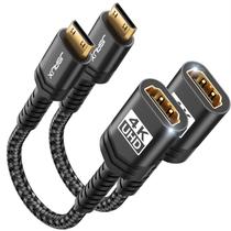 Adaptador Mini HDMI para HDMI JSAUX 4K 60 Hz HDR 3D 18 Gbps, pacote com 2 Adaptador Mini HDMI para HDMI JSAUX 4K 60 Hz HDR 3D 18 Gbps, pacote com 2