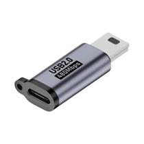 Adaptador Mini USB Masculino Para USB C Feminino 480Mbps 18W Plug Mini USB Para Câmeras Digitais,