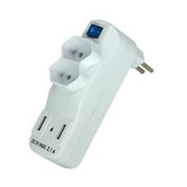Adaptador Múltiplo 2 Tomada 10a E 2 Usb 2,1a 5v C/ Chave Led - Exatron