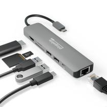 Adaptador multiportas 7 em 1 conectável com hub USB C com Ethernet 100W