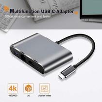 Adaptador Multiuso USB Tipo C com Portas RJ45. USB 3.0 e HDMI