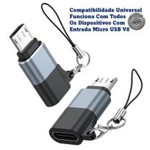 Adaptador OTG Femea TYPE-C Com Micro V8 USB Macho Para Carga e Dados Micro V8 Adaptador OTG Femea TYPE-C Com Micro V8 USB Macho Para Carga e Dados Micro V8