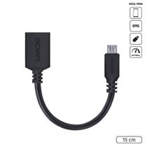 Adaptador OTG Micro USB para USB 2.0 15CM Preto Conexão com Celulares Smartphones Tablets - PAMUP-15