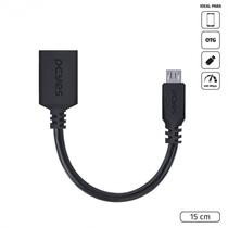 Adaptador otg micro usb para usb 2.0 15cm preto conexao com celulares smartphones tablets - pamup-15