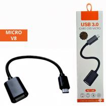 Adaptador OTG Micro V8 / Tipo C com Cabo Nylon Trançado USB para Pen Drive, Teclado, Mouse e HD Externo