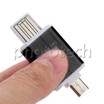 Adaptador otg usb micro + usb femea + leitor de micro sd