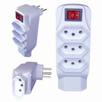 Adaptador P/ 3 Pinos Com Proteção De Sobrecarga Segurança Para Aparelhos