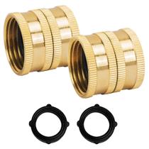 Adaptador para Mangueira de Jardim Hourleey, Conectores de Latão Maciço 3/4 Polegadas, Kit com 2 Conectores e 2 Arruelas Extras (Fêmea para Fêmea) Adaptador para Mangueira de Jardim Hourleey, Conectores de Latão Maciço 3/4 Polegadas, Kit com 2 Conectores e 2 Arruelas Extras (Fêmea para Fêmea)