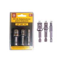 Adaptador Para Soquete 3 Pçs 1/2 3/8 1/4
