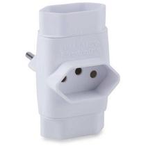 Adaptador Para Tomada Pino Multiplicador Tripolar Bivolt Com 3 Tomadas Plástico Abs