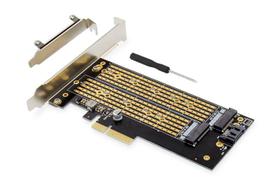 Adaptador PCIe x4 NVMe Duplo SSD M.2 PCIe NVMe e M.2 SATA 2230 2242 2260 2280 - F3