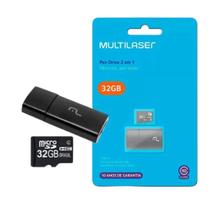 Adaptador Pendrive USB + Cartão de Memória 32GB Classe 10 MC163 - Leitor de Cartão Adaptador Pendrive USB + Cartão de Memória 32GB Classe 10 MC163 - Leitor de Cartão