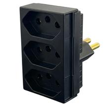 Adaptador Pino T Monobloco 3 Tomadas 2P+T 20A 220V Preto Adaptador Pino T Monobloco 3 Tomadas 2P+T 20A 220V Preto