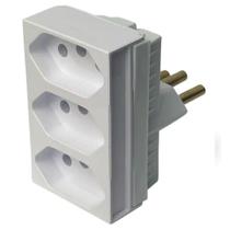 Adaptador Pino T Monobloco 3 Tomadas 2P+T 20A 250V Branco Adaptador Pino T Monobloco 3 Tomadas 2P+T 20A 250V Branco