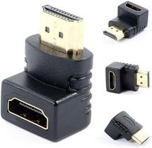 Adaptador Plug HDMI Macho para HDMI Fêmea em L 90 Graus Tv Monitor 3 UNIDADES