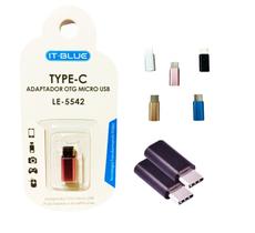 Adaptador plug Micro USB V8 fêmea p/ Tipo C Macho para Tablet ou Celular Smartphone - IT-Blue