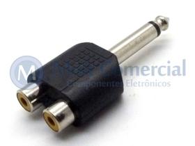 Adaptador Plug P10 6,35mm Mono para Jack RCA Duplo - JD-W8027 - Jinda